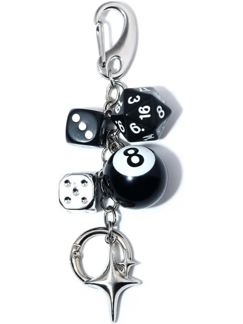 8 Ball Dice Charm Keychain,Cute Bag Purse Handbag Backpack Accessories